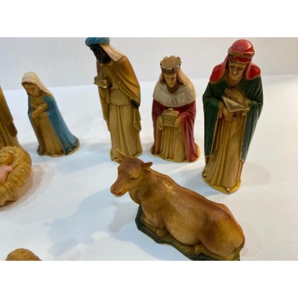 Vintage Nativity 12 Pc ART Plastics Figures Holy Family British Hong Kong - Picture 4 of 6